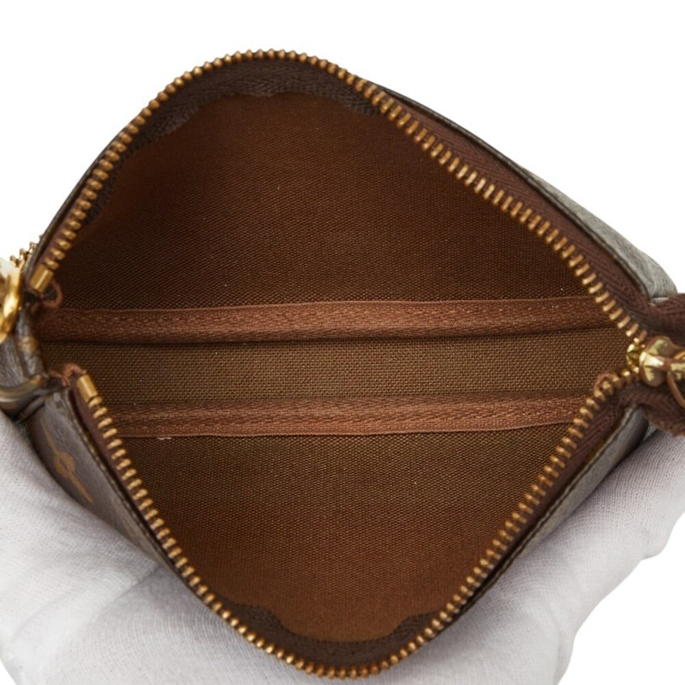LOUIS VUITTON Authentic Brown Monogram Leather Pochette Mini Bag - Picture 7 of 9